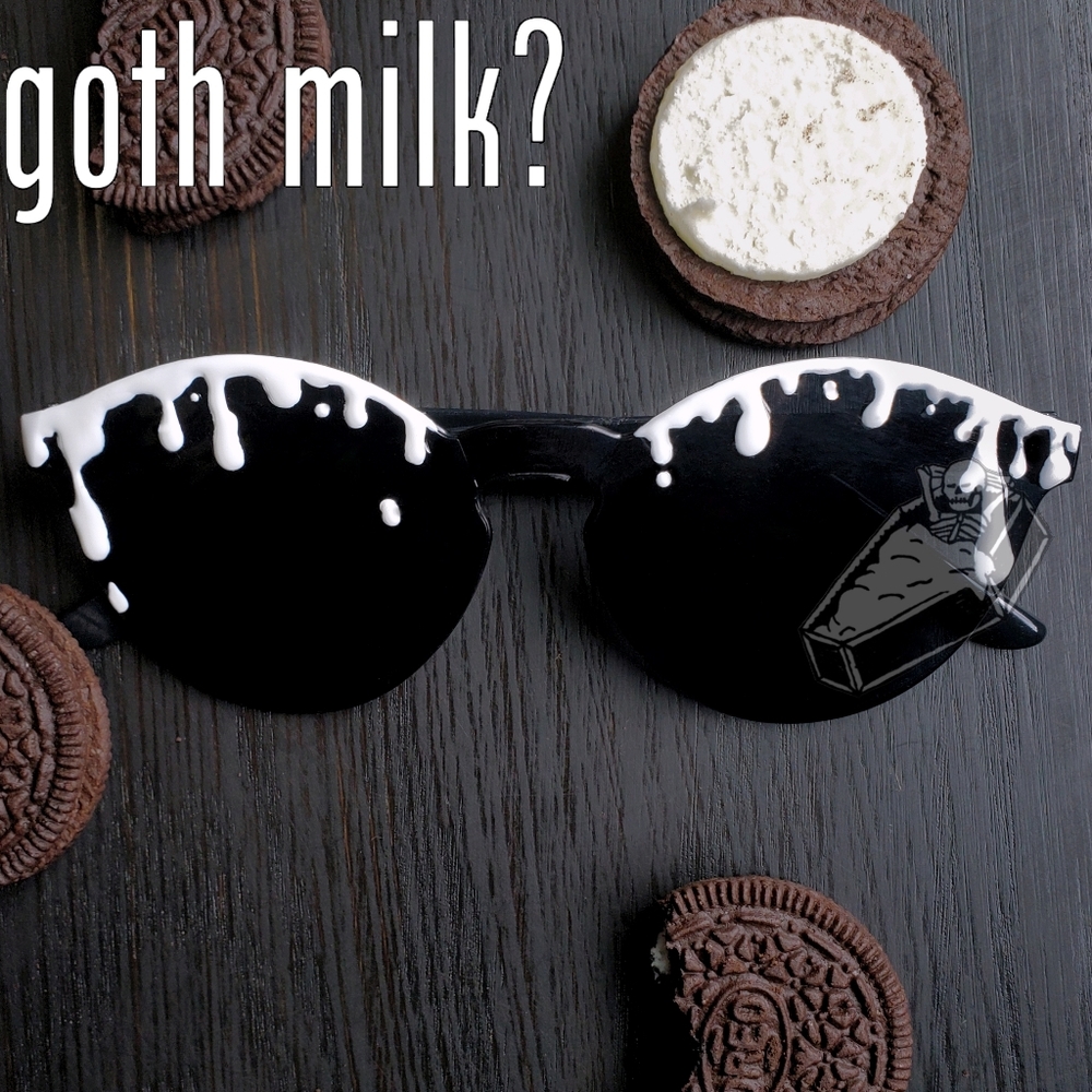 Goth Milk? Cookies N Scream Sunglasses Handmade Goth Rave OOAK